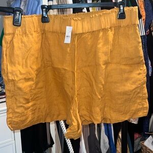 LOFT Mustard linen shorts